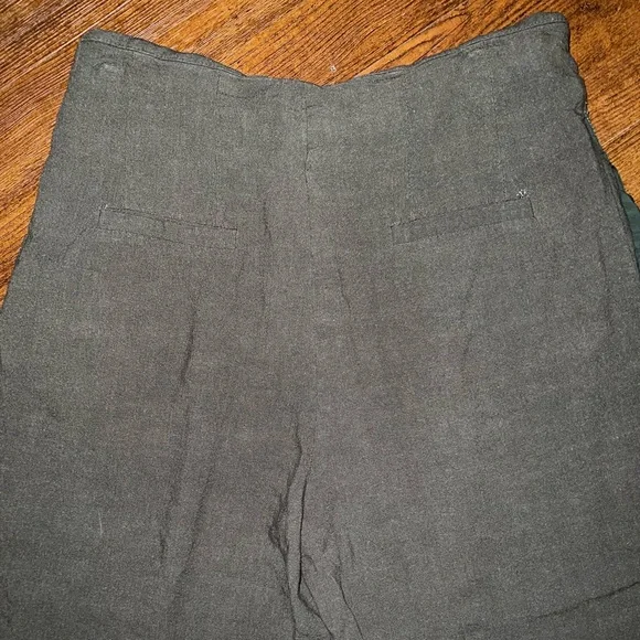 ⭐️SHEIN Army Green Linen Blend Wide Leg Pleated Pants Size L - Picture 6 of 10